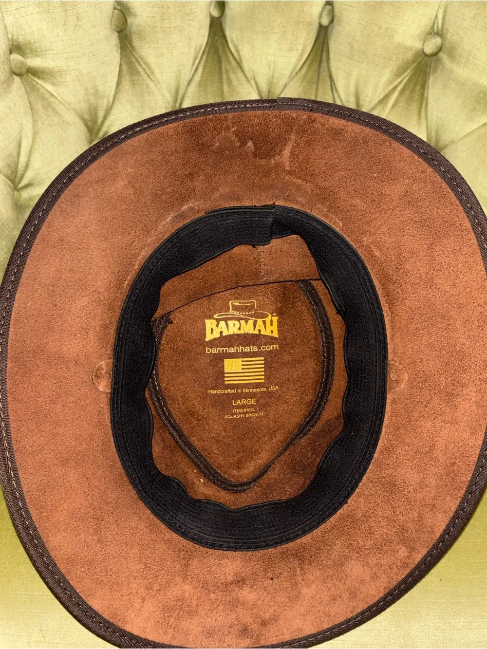 Barmah Squashy Bronco Hat Cattle Leather Made In USA Brown - Large 57